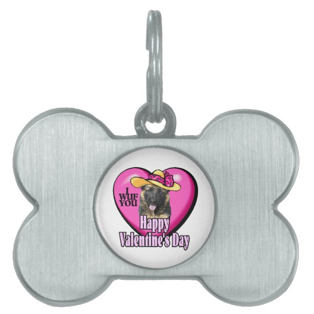 German Shepherd Valentines Day Pet ID Tag (Front)