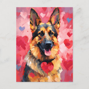German Shepherd Valentines day Postcard