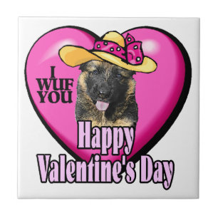 German Shepherd Valentines Day Tile