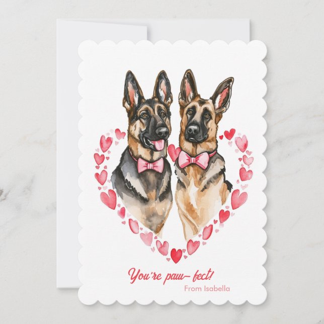German Shepherd Valentines Day You're Pawfect cute Holiday Card (Front)