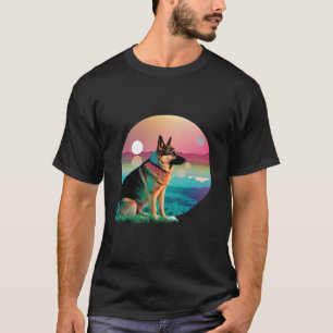 German Shepherd Vaporwave Retrowave Aesthetic T-Shirt