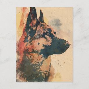 German Shepherd Vintage Art Postcard