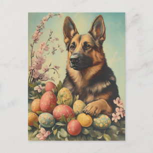 German Shepherd Vintage easter Postcard