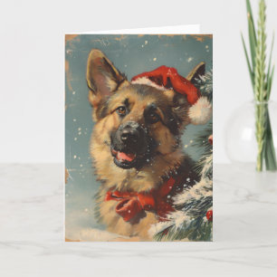 German shepherd vintage personalised Christmas Holiday Card