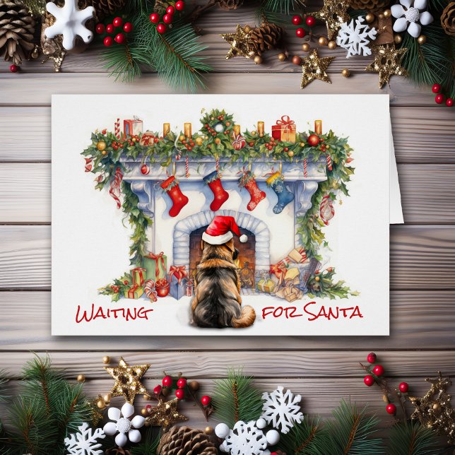 German Shepherd Wait for Santa Christmas Fireplace (Creator Uploaded)