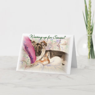 German Shepherd "Waiting Up For Santa" Holiday Card