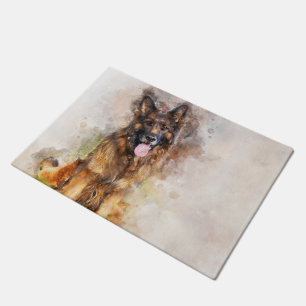 German Shepherd Watercolor Doormat