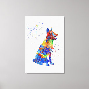 German Shepherd, watercolor German Shepherd Canvas Print