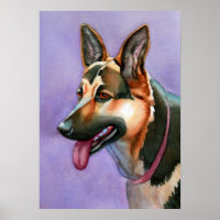 German Shepherd Watercolor Portrait