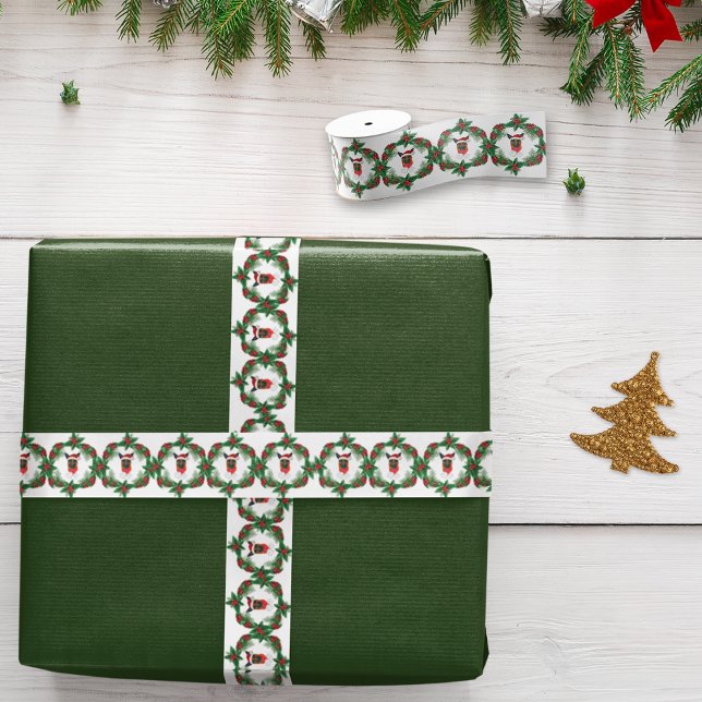 German Shepherd Watercolor Santa Hat Christmas Grosgrain Ribbon (Creator Uploaded)