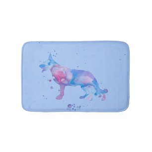 German Shepherd Watercolors Bath Mat