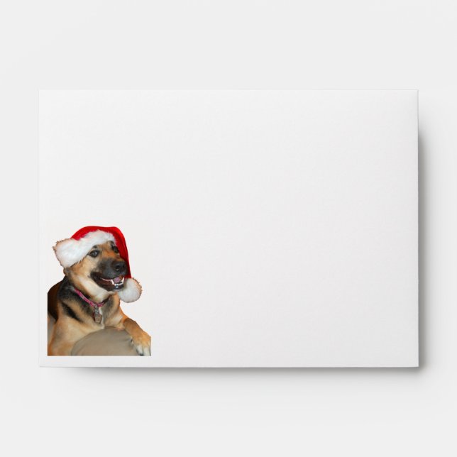 German Shepherd wearing a Santa Claus Hat Envelope (Front)