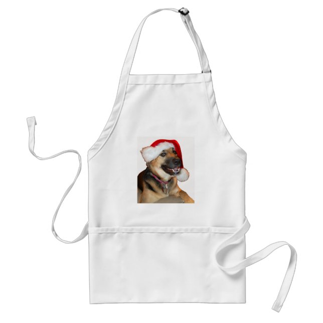 German Shepherd Wearing a Santa Claus Hat Standard Apron (Front)