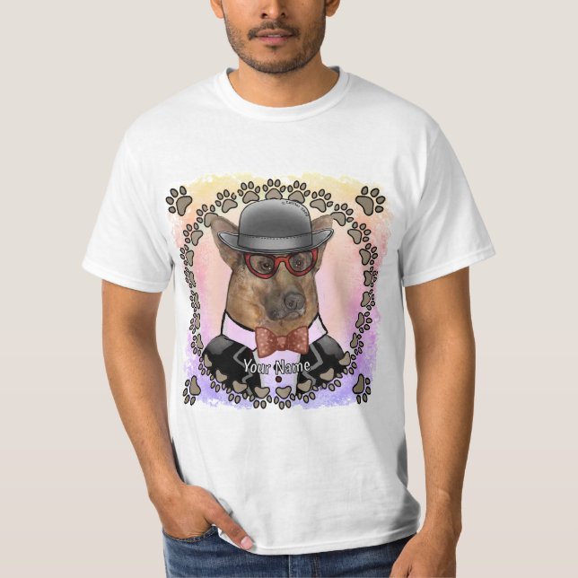 German Shepherd Wearing Glasses  T-Shirt (Front)