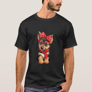 German Shepherd Wearing Red Glasses And Headband B T-Shirt