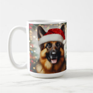 German Shepherd Wearing Santa Hat Coffee Mug