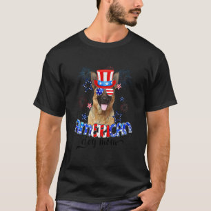 German Shepherd Wearing Sunglasses Usa Flag 4th Of T-Shirt