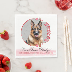 German Shepherd  Wedding Napkins with Dog Photo