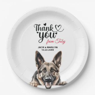 German Shepherd Wedding Thank You Paper Plate