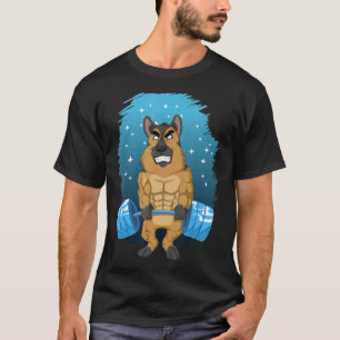 German Shepherd Weightlifting Deadlift Gym Men Wo T-Shirt