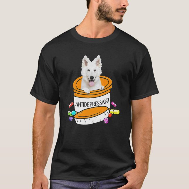 German Shepherd White Antidepressant T-Shirt (Front)