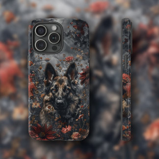 German Shepherd & Wildflowers iPhone 15 Pro Max Case