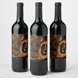 German Shepherd  Wine Label