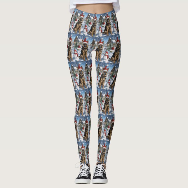 German Shepherd Winter Wonderland Christmas Joy Leggings (Front)