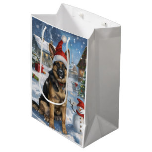 German Shepherd Winter Wonderland Christmas Joy Medium Gift Bag