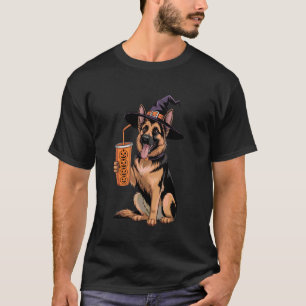 German Shepherd Witch Dog Funny Halloween Pumpkin T-Shirt