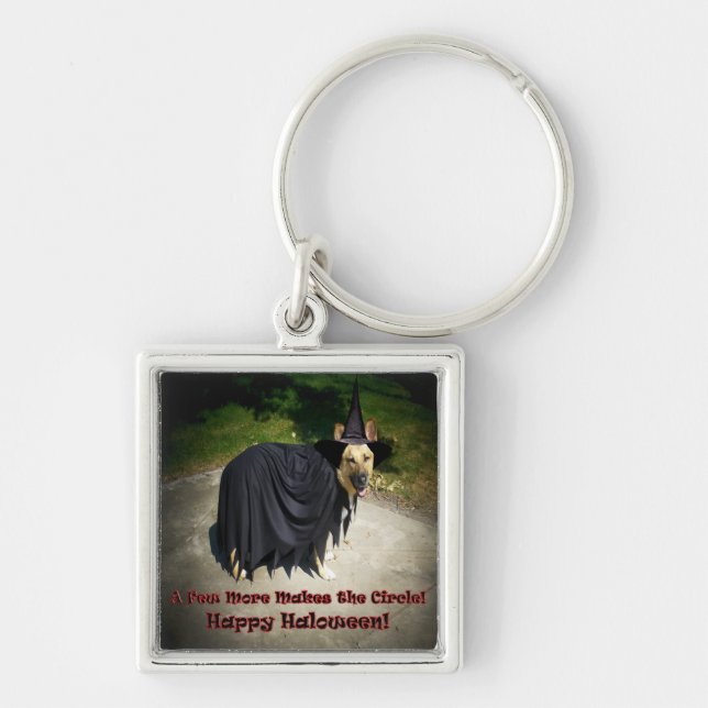German Shepherd Witch Dog Key Ring (Front)