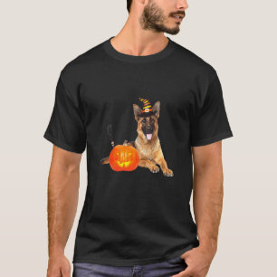 German Shepherd Witch Hat Halloween Dog Costume T-Shirt