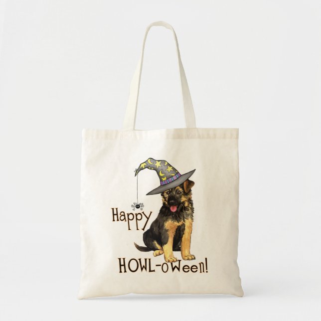 German Shepherd Witch Tote Bag (Front)