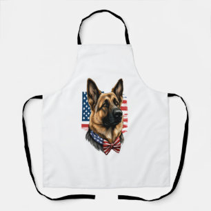 German Shepherd with American Flag  Apron