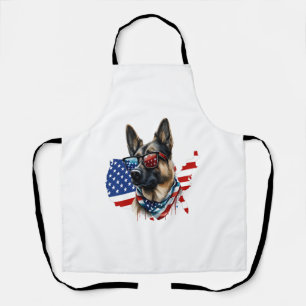 German Shepherd with American Flag I Love a Dog  Apron