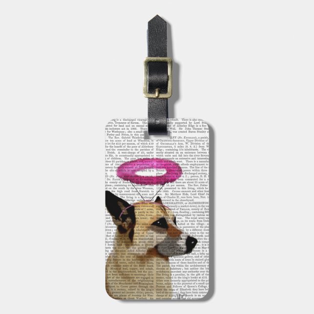 German Shepherd With Pink Halo Luggage Tag (Front Vertical)