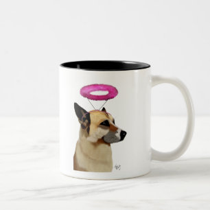 German Shepherd With Pink Halo Two-Tone Coffee Mug