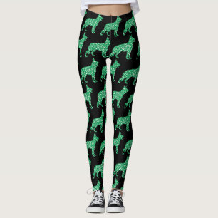 German Shepherd With Shamrocks Leggings
