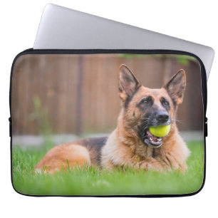 German Shepherd With Tennis Ball Laptop Sleeve