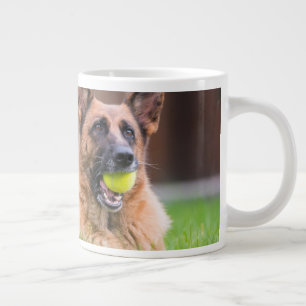 German Shepherd With Tennis Ball Large Coffee Mug