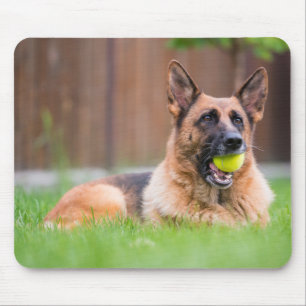 German Shepherd With Tennis Ball Mouse Mat