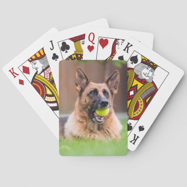 German Shepherd With Tennis Ball Playing Cards (Back)