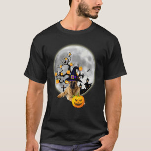 German Shepherd With Witch Hat Pumpkin Halloween T T-Shirt