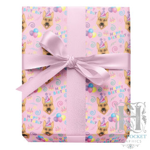 German Shepherd Wrapping Paper in Pink