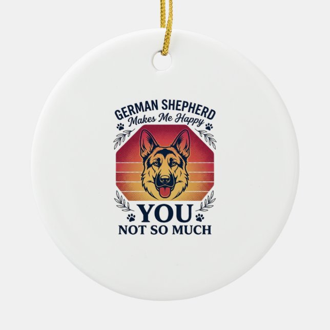 German Shepherd You Dog Retro Sunset Paws_1 Ceramic Tree Decoration (Front)