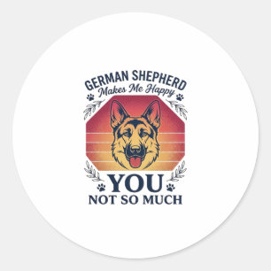 German Shepherd You Dog Retro Sunset Paws_1 Classic Round Sticker