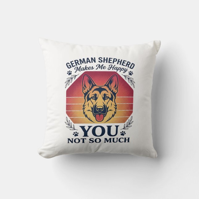 German Shepherd You Dog Retro Sunset Paws_1 Cushion (Front)