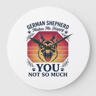 German Shepherd You Dog Retro Sunset Paws_1 Large Clock