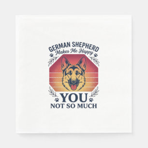 German Shepherd You Dog Retro Sunset Paws_1 Napkin