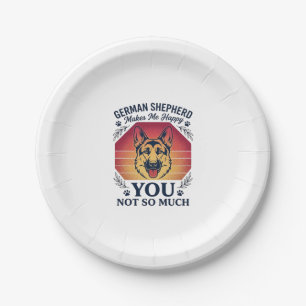 German Shepherd You Dog Retro Sunset Paws_1 Paper Plate